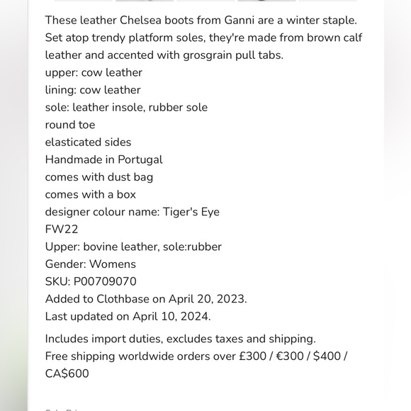 Ganni Creepers Chelsea Tan Ankle Boots in Tiger’s Eye 👁️ 🐅 - Picture 5 of 12